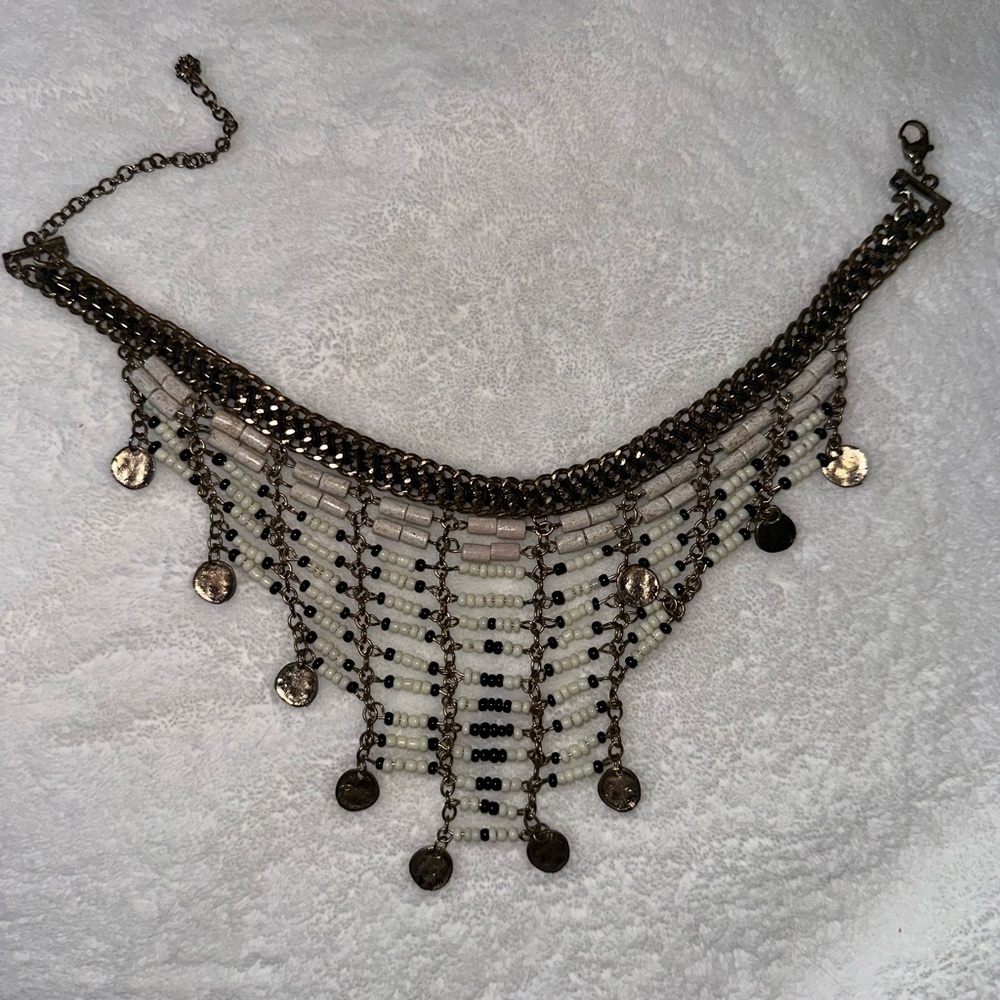 Elegant Beaded Necklace with Coin Charms